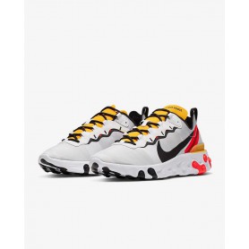 N4362 Men's Shoe Nike React Element 55-White/Bright Crimson/University Gold/Black