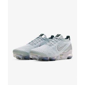 N4363 Men's Running Shoe Nike Air VaporMax Flyknit 3-White/Pure Platinum/Dark Grey/Metallic Silver