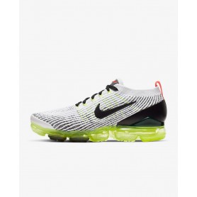 N4364 Men's Running Shoe Nike Air VaporMax Flyknit 3-White/Volt/Bright Crimson/Black