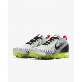 N4364 Men's Running Shoe Nike Air VaporMax Flyknit 3-White/Volt/Bright Crimson/Black